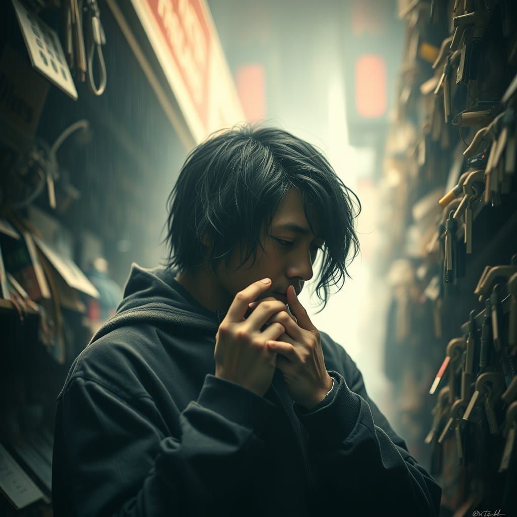 Hyperrealistic Figure Obsessively Counting in Cinematic HDR