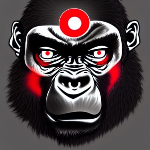 Gorilla with Sharingan and Rinnegan Eyes