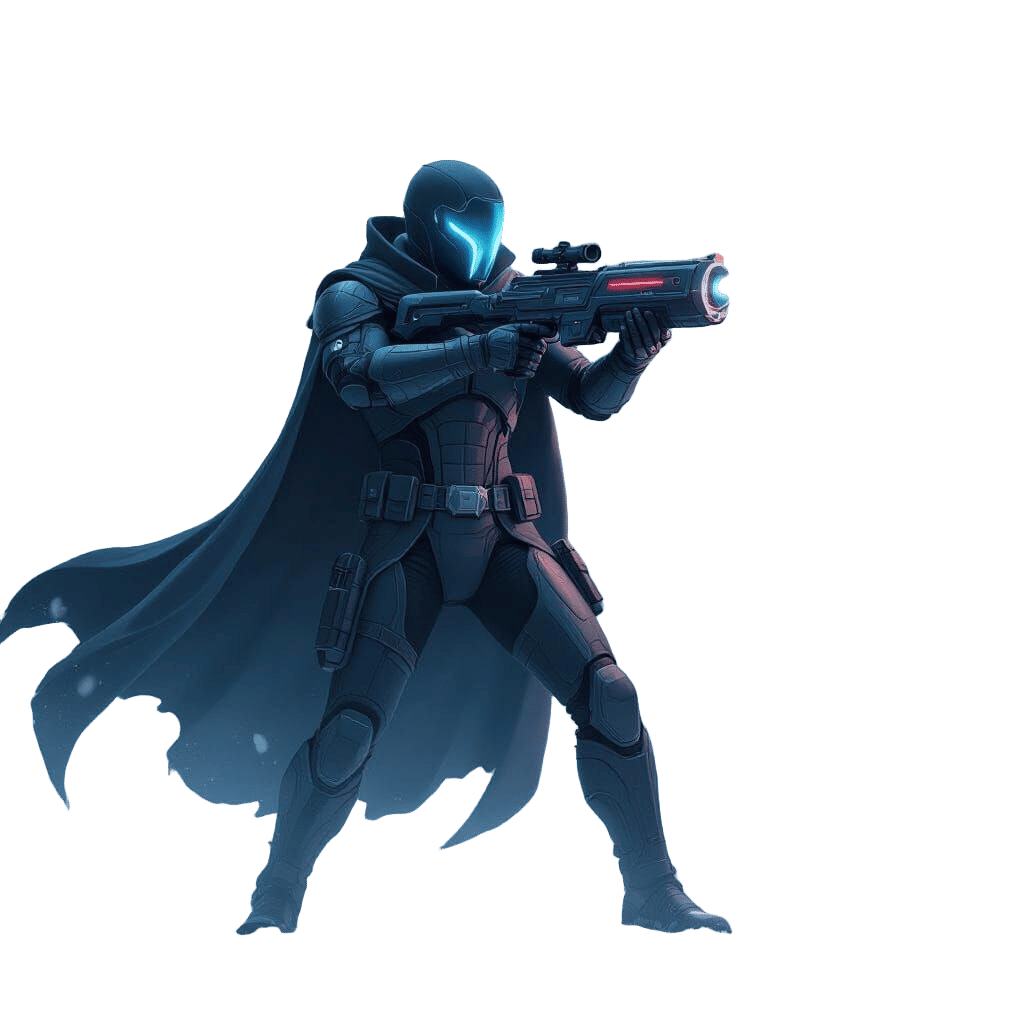 Superhero with Freezing Gun in Action