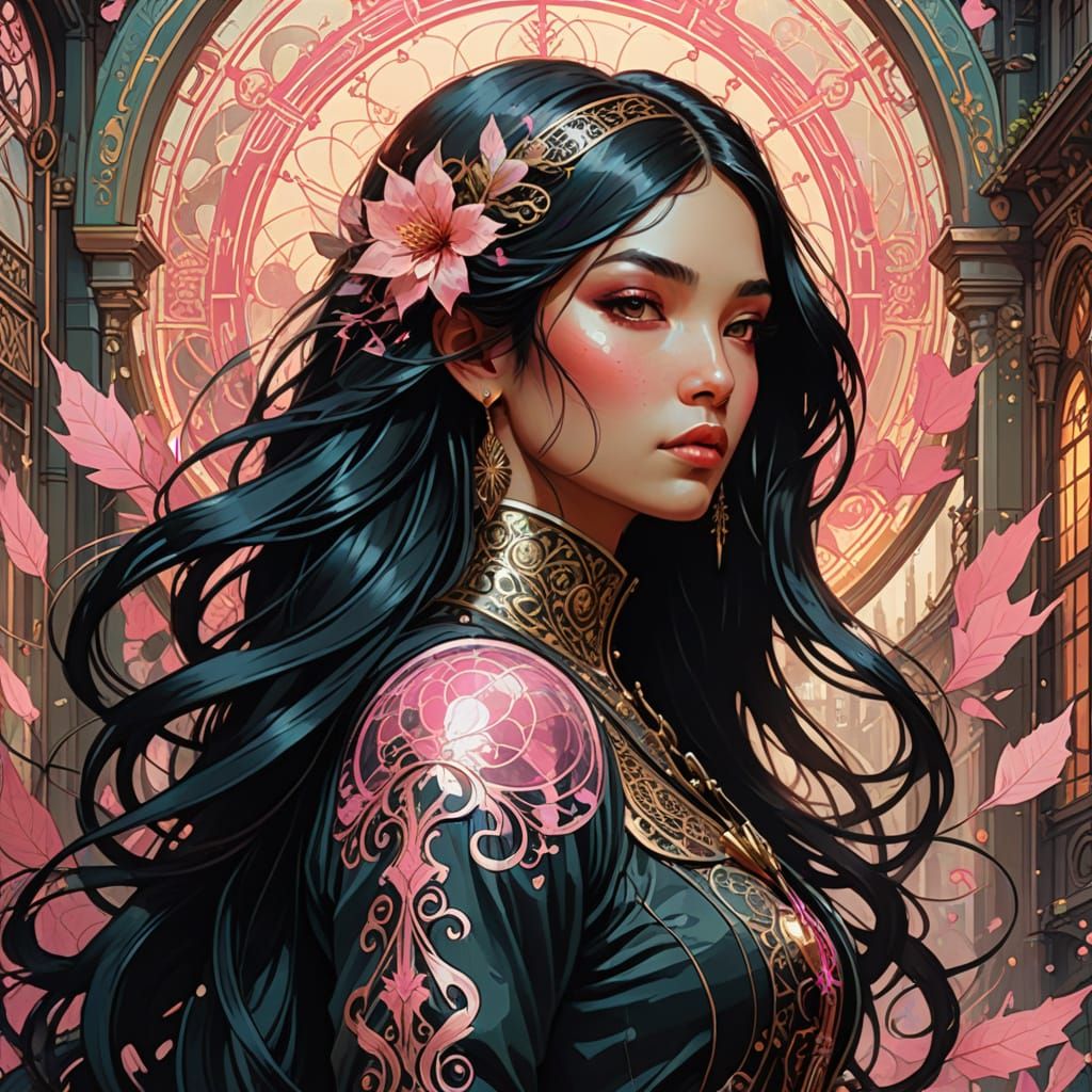 Steampunk Beauty in Alphonse Mucha Style
