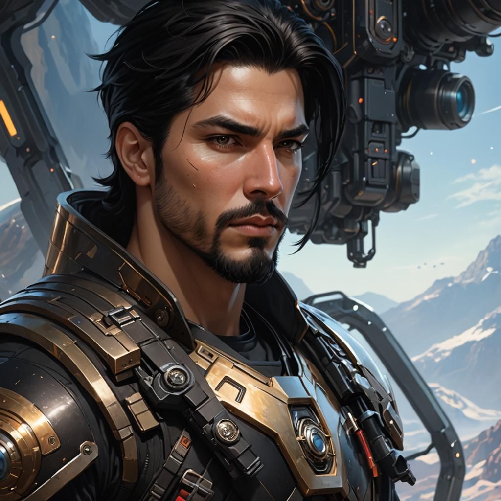 Sci-Fi Space Mercenary Portrait in Detailed Digital Art