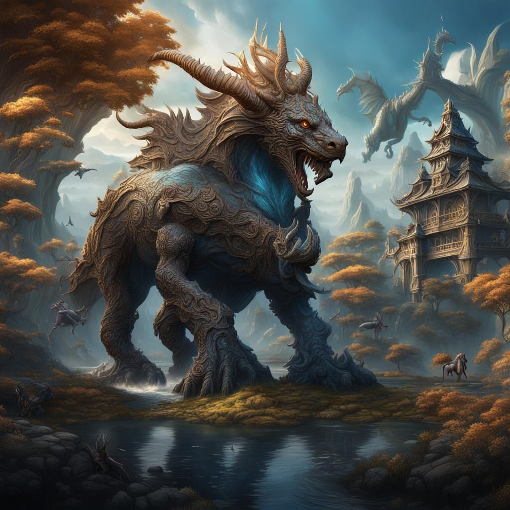 Fantastical Mythical Creatures in Detailed Matte Painting