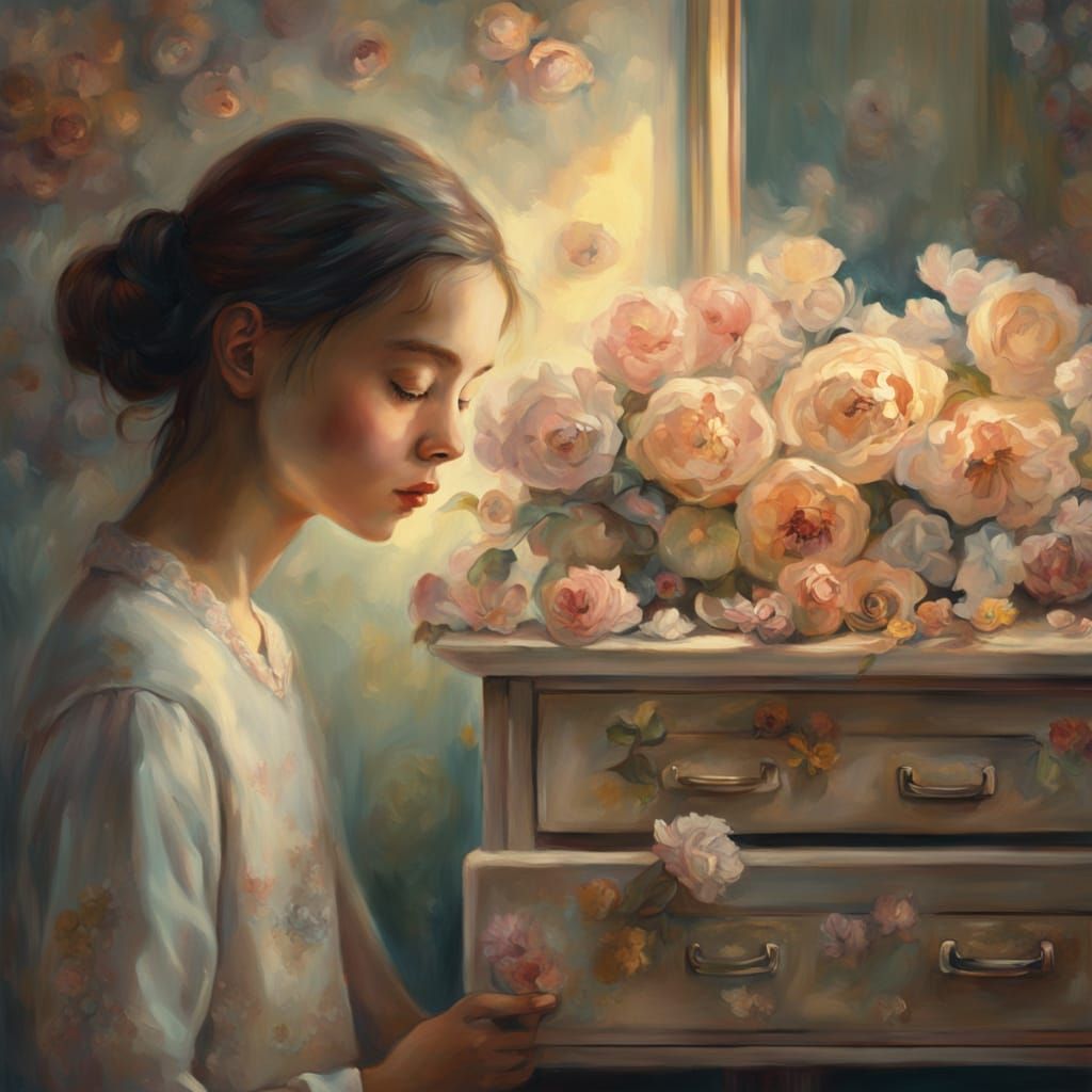 Keeps half a shell she found in Destin, mm
Right on top her ...