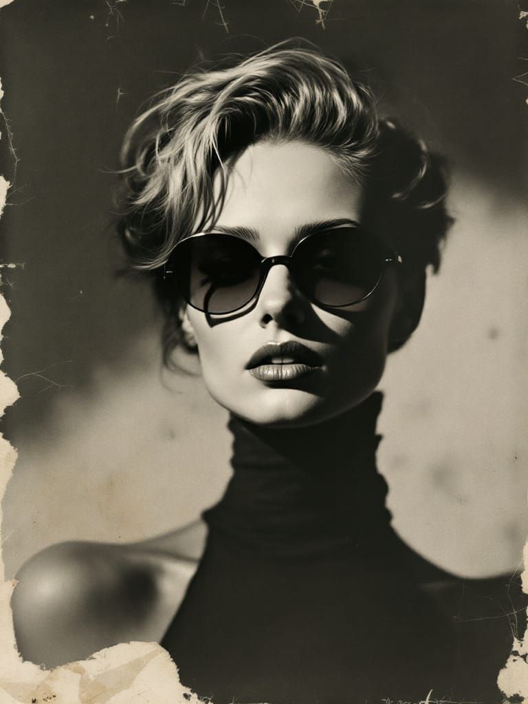 Monochromatic Pin-Up Elegance in Mid-Century Print Style