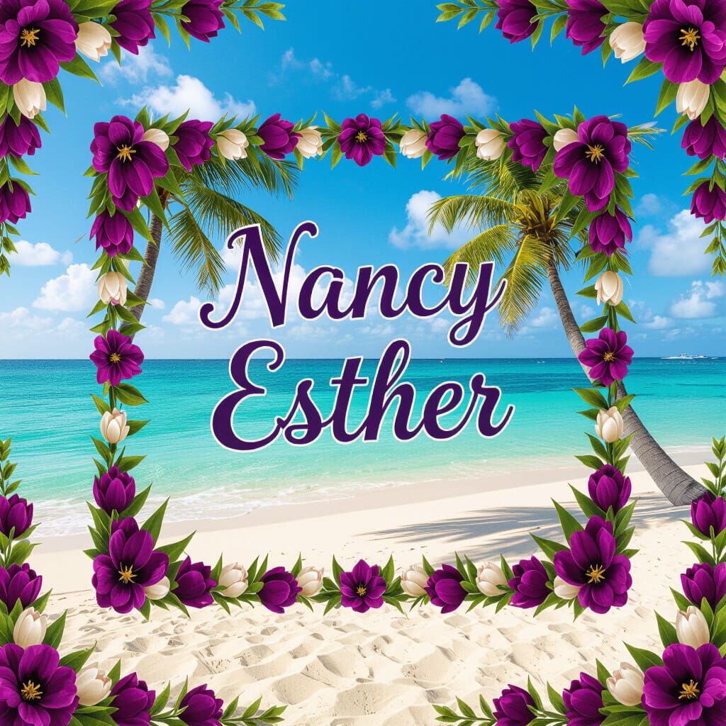 Floral Banner Overlooking Cuban Beach, Kantor Style