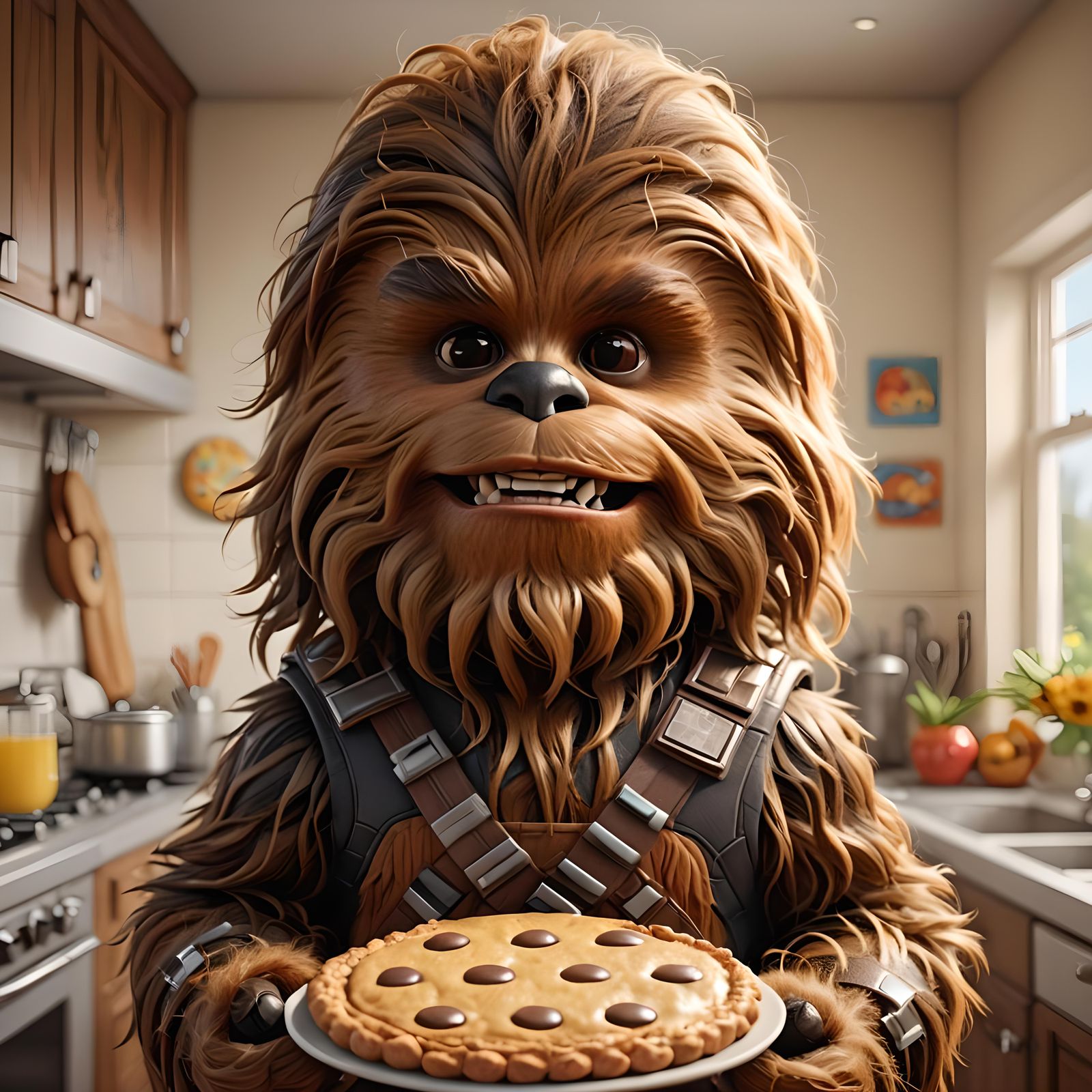 Pixar Chewbacca Holding Cookie Cartoon Portrait