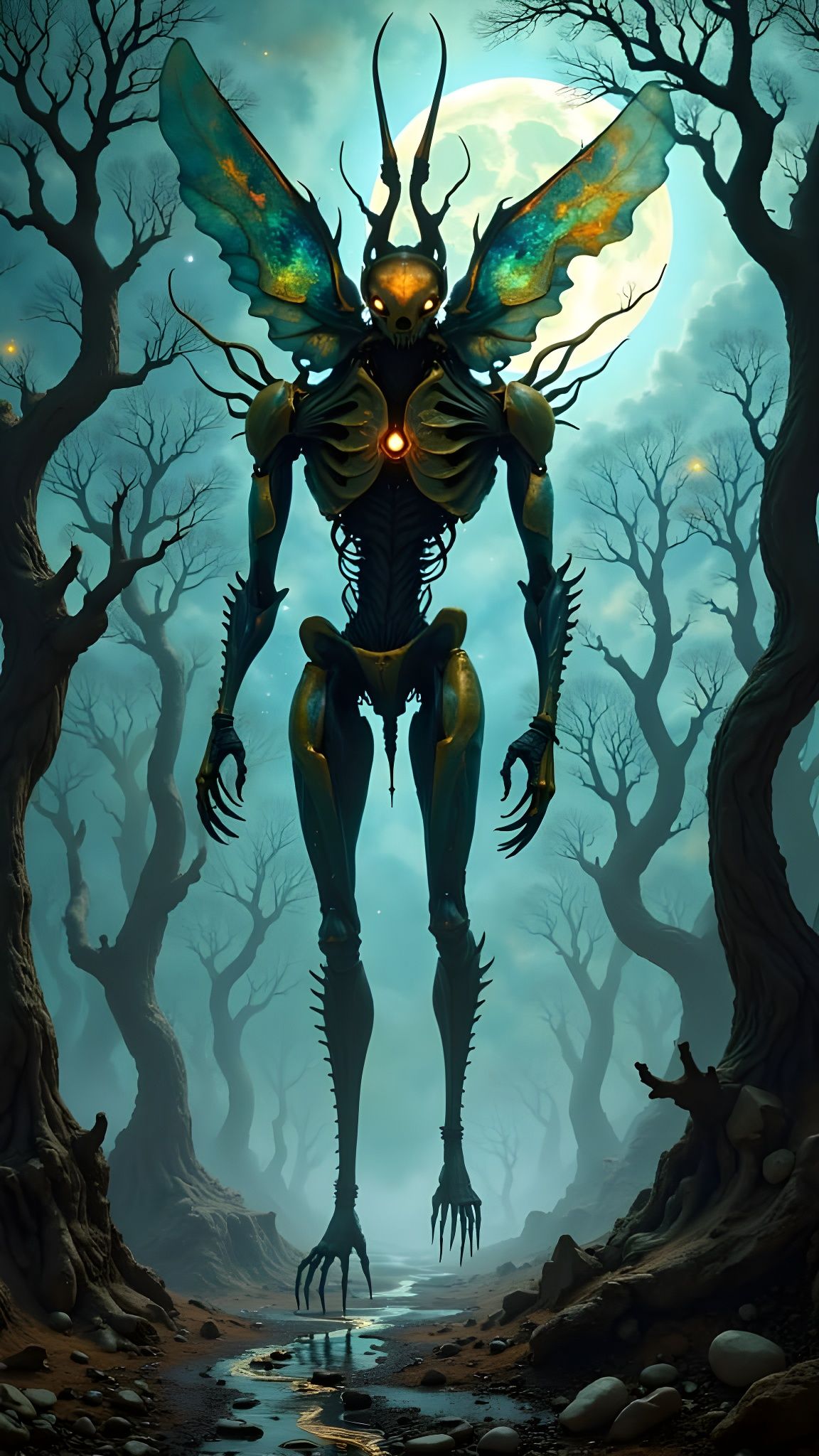 Eerie Insect Monster on Lonely Path