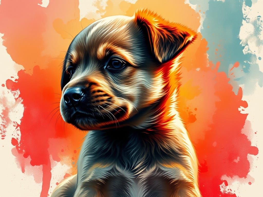 Hyperrealistic Puppy in Vibrant Neo-Expressionist Style