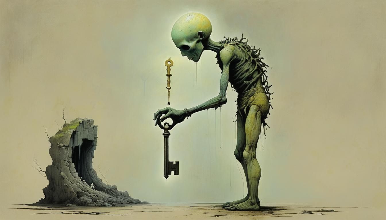 Prometheus Stick Figure in Dark Surrealist Style