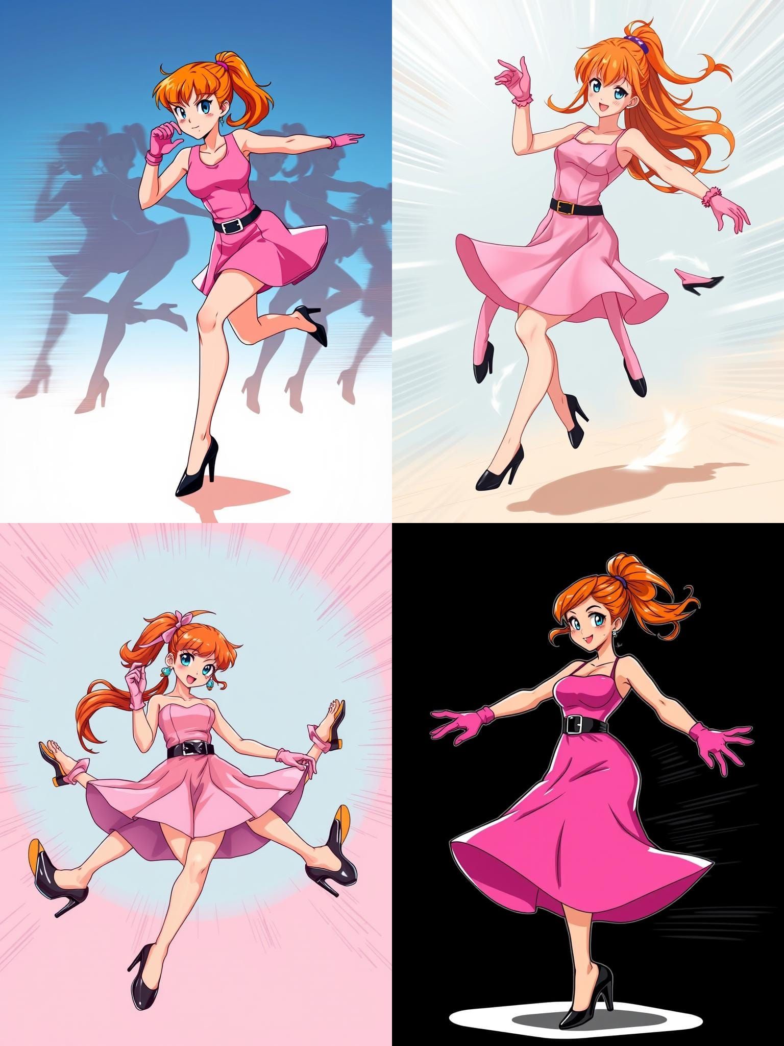 Cartoon Woman Tap Dancing in Anime Style