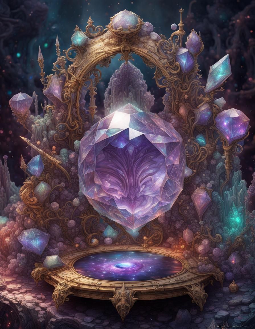 Magical Holographic Amethyst Crystal Fantasy Art