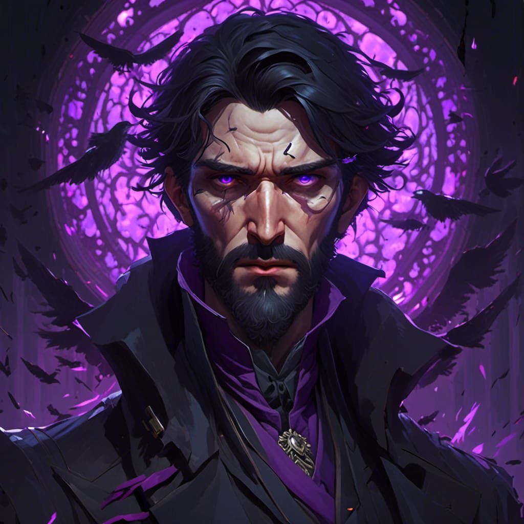 Disturbed Prophet with Raven Aesthetic in Ominous Portrait