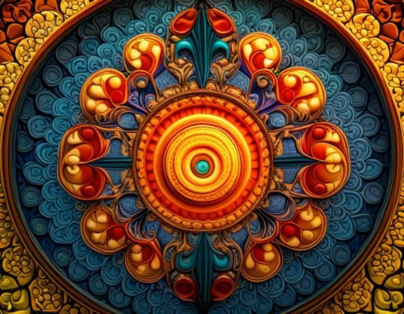 Vibrant Fractal Mandalas in 3D Digital Art
