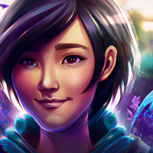 Detailed Portrait of Akane Tendo in Art Nouveau Style