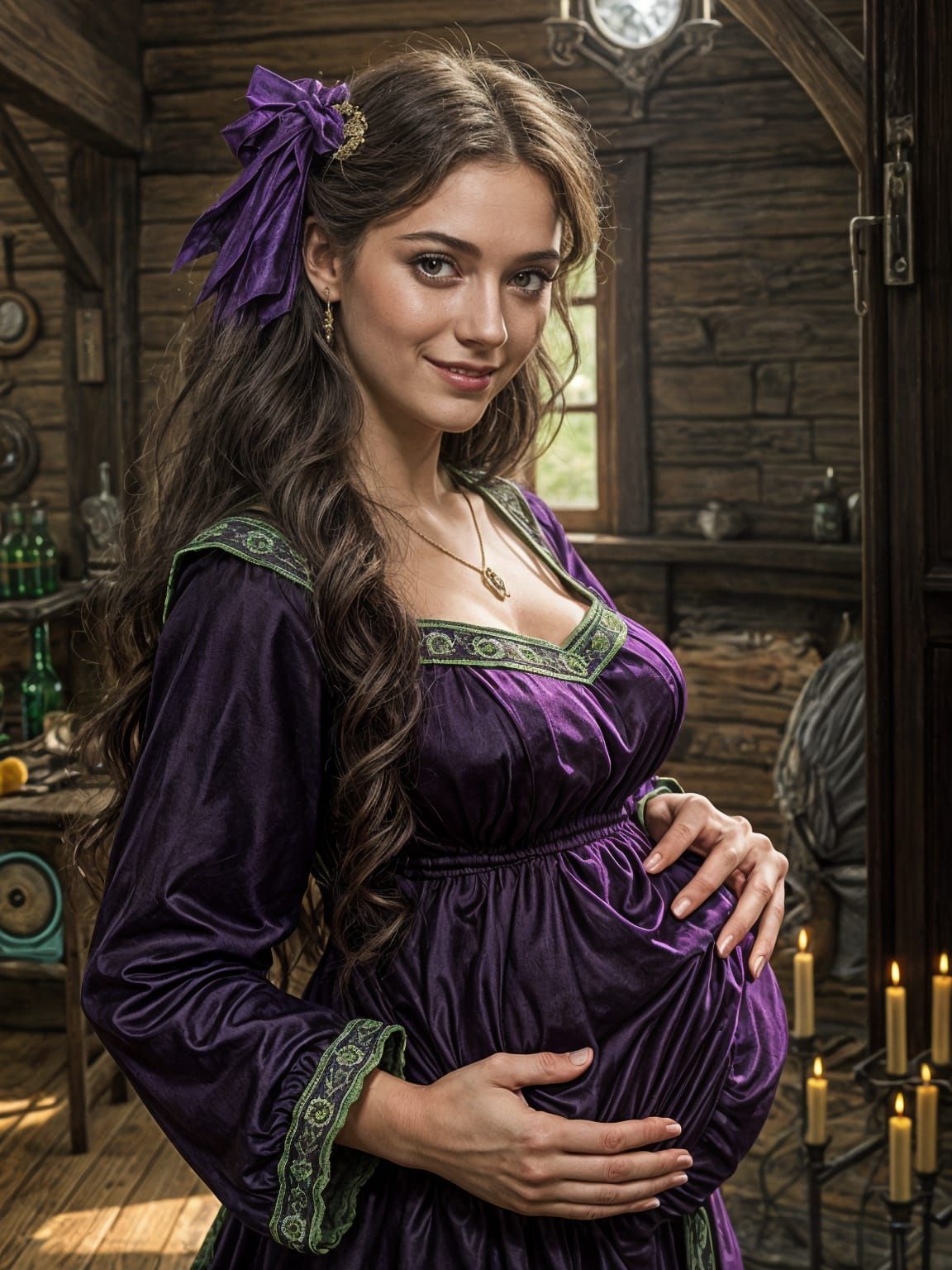 Medieval Noblewoman in Transylvanian Silk Attire