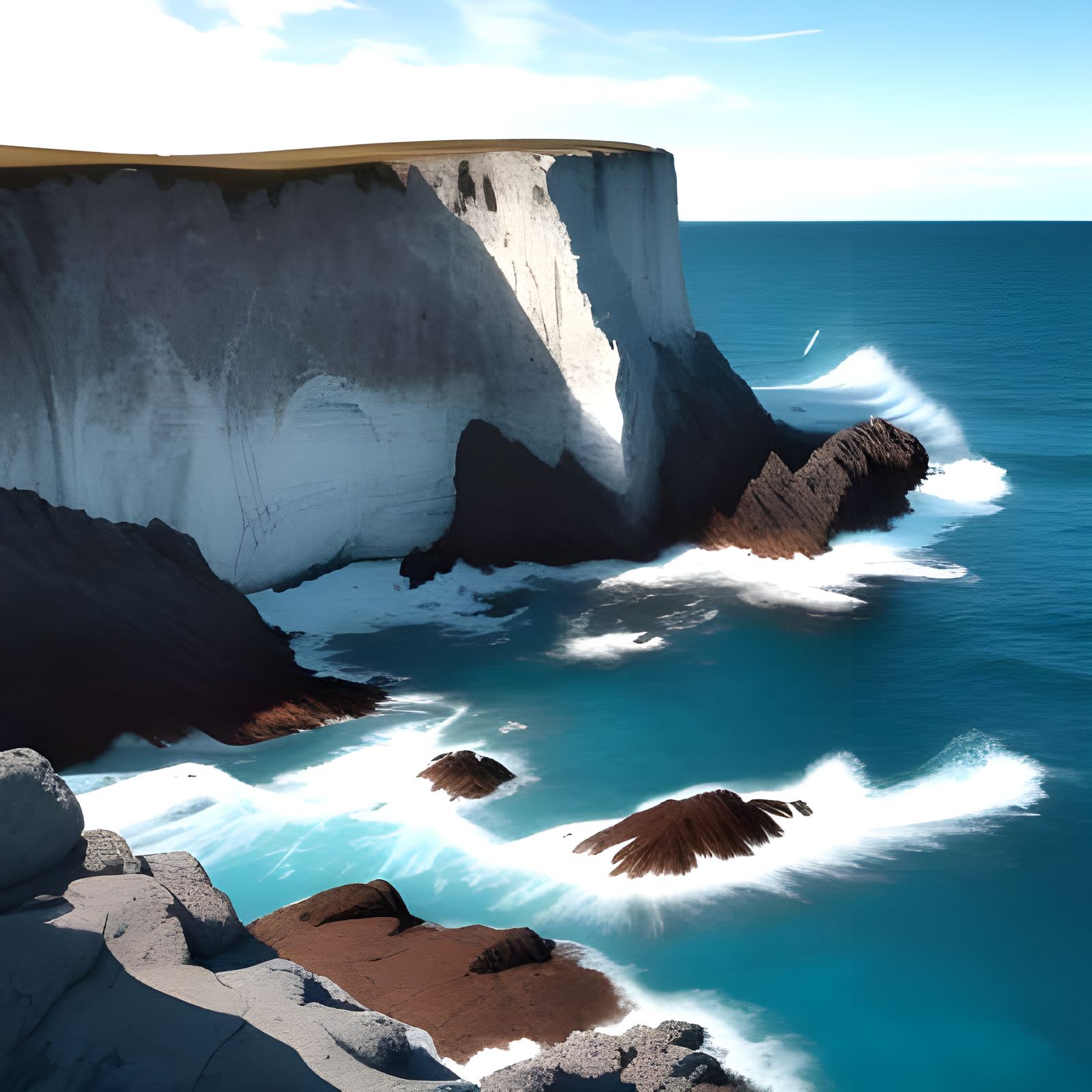 Serene Coastal Landscape with Towering Rock Formations