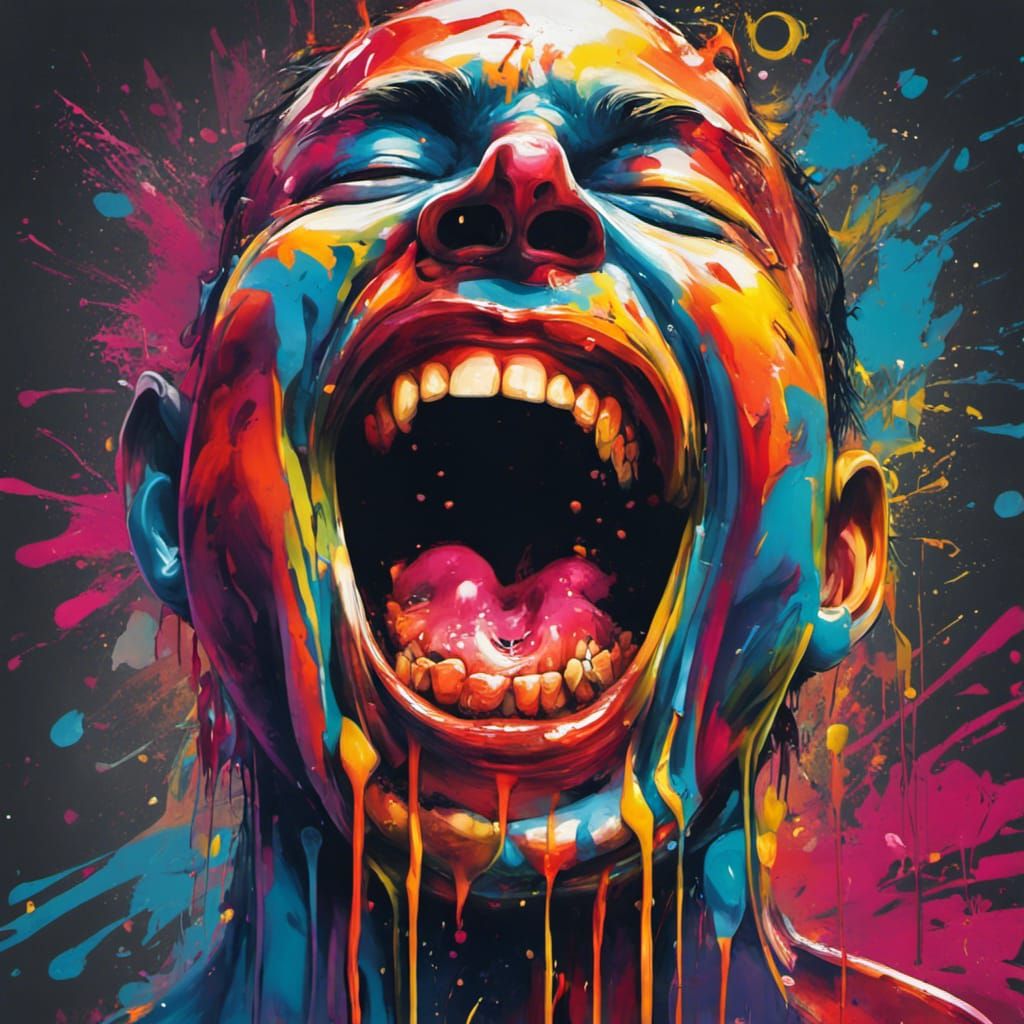 Screaming Figure in Graffiti Splash Art