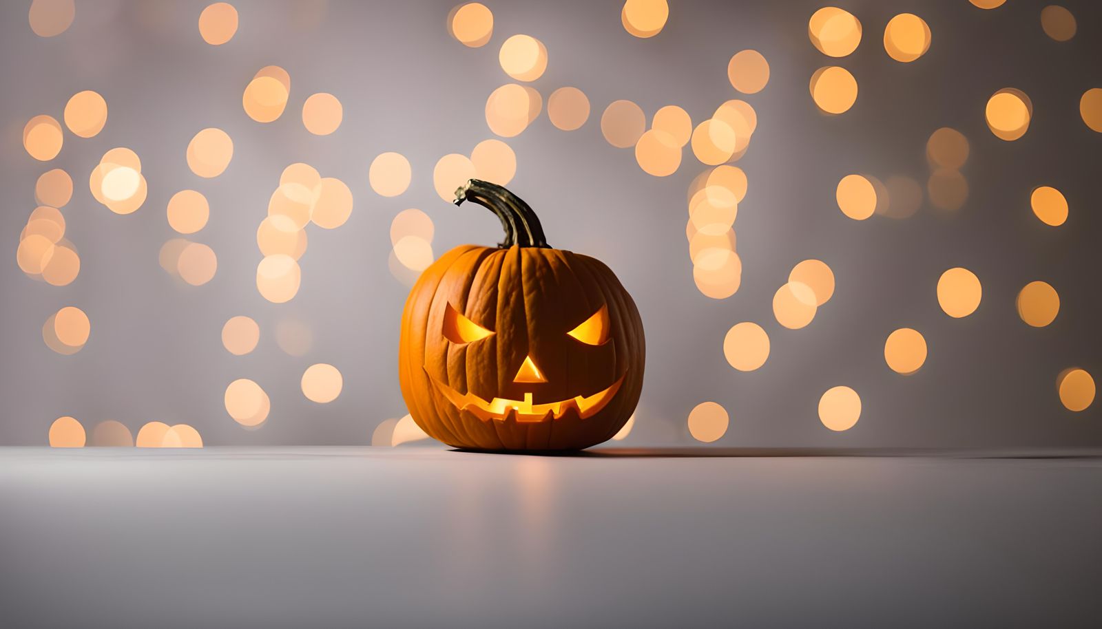 Carved Pumpkin in Studio Setting with Bokeh
