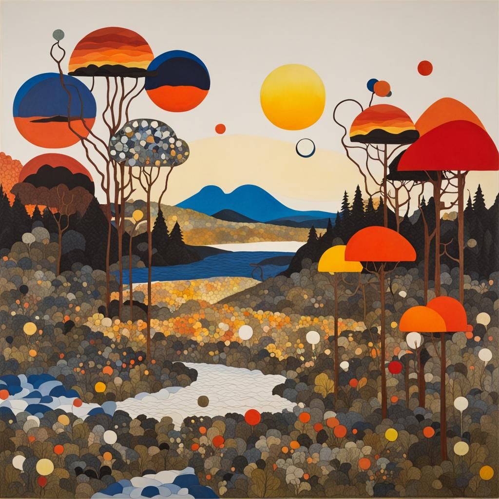 Dramatic Sunset in Surreal Fantasy Landscape