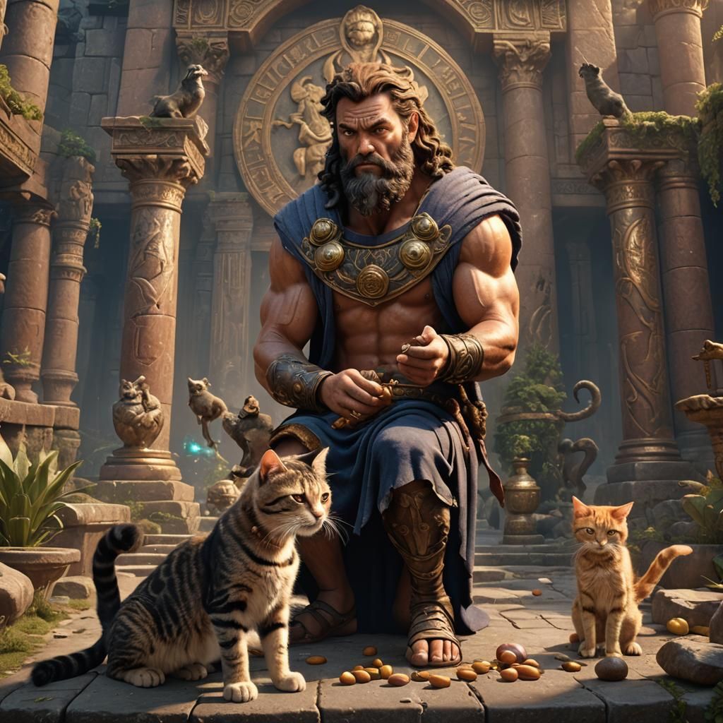 Hercules and Cat: Detailed Fantasy Concept Art