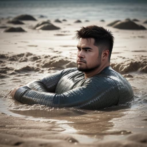 Man Sinking in Quicksand: Professional Photography