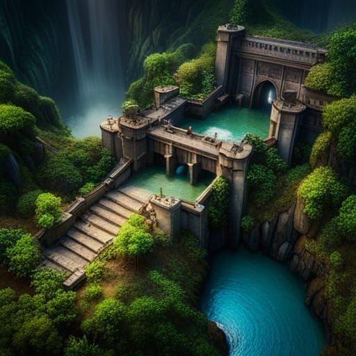 Jungle River Valley Battlemap in Matte Painting Style