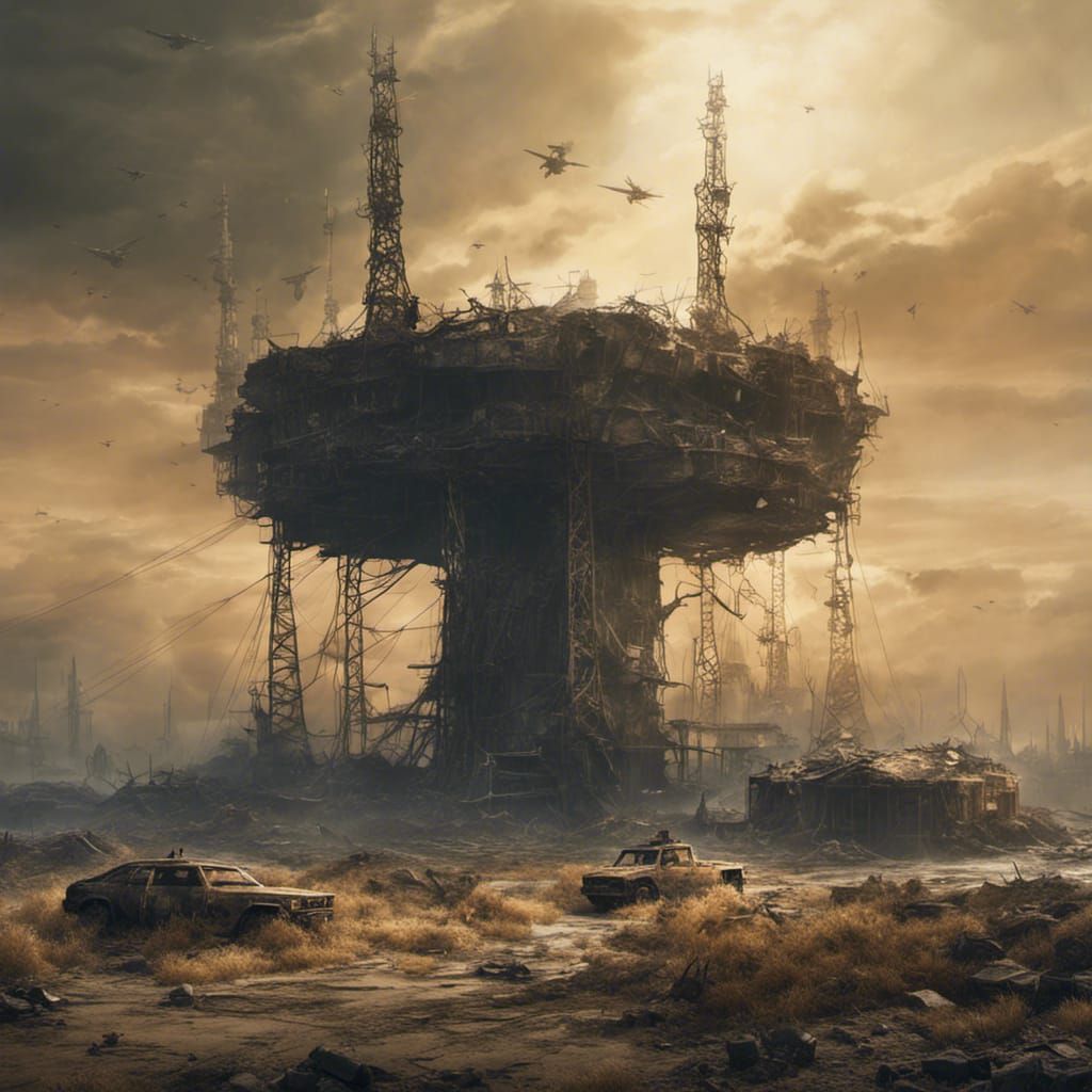 Post-Apocalyptic Nuclear Blast Landscape in Digital Painting