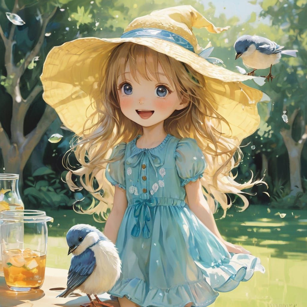 Proud Anime Robin Delivers Iced Tea