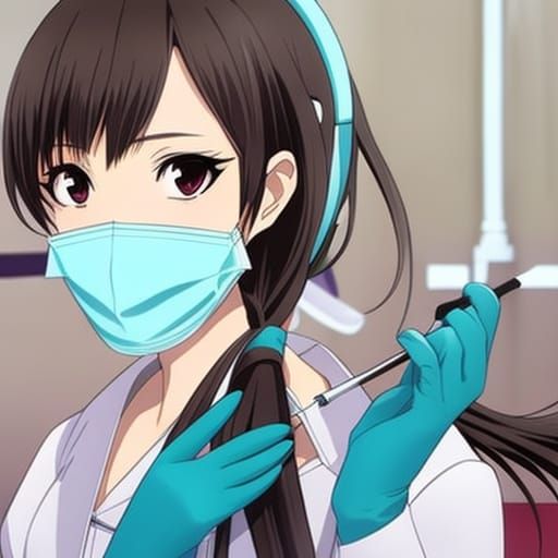 Anime-Style Dental Hygienist in Clinic