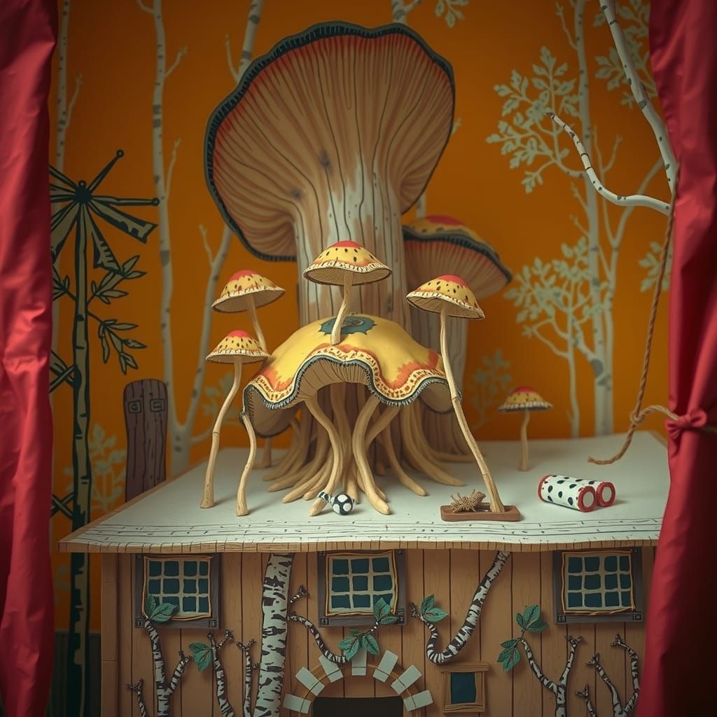 Surreal Forest Cabin Blends with Whimsical Mushroom Architec...