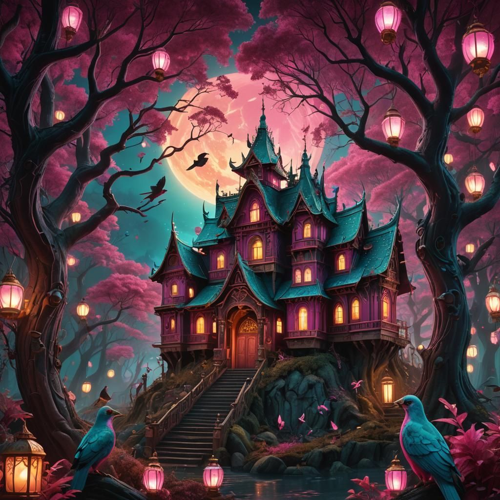 Mystical Forest Haunted House in Digital Matte Painting