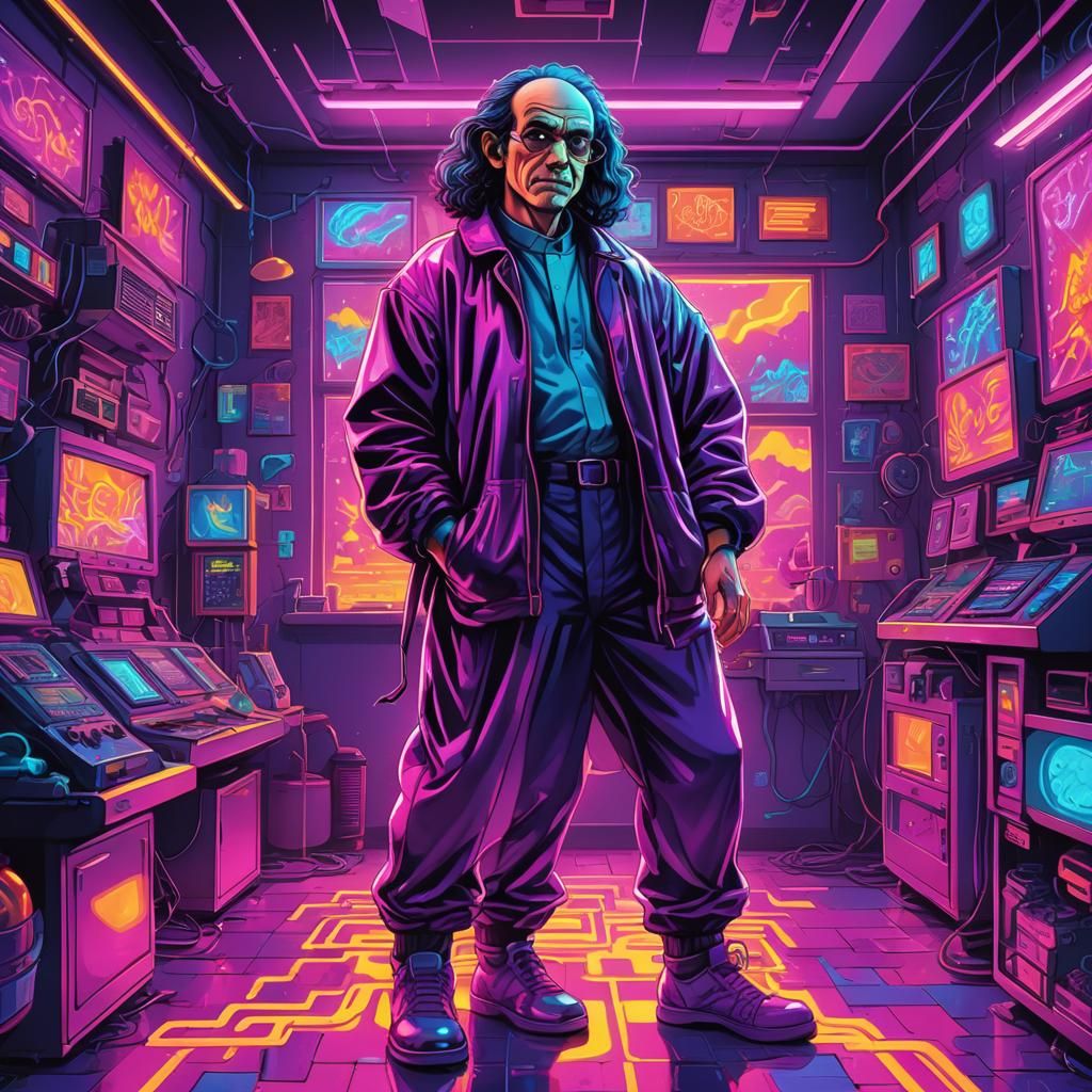 Gargamel in Psychedelic Lab: Lisa Frank Style