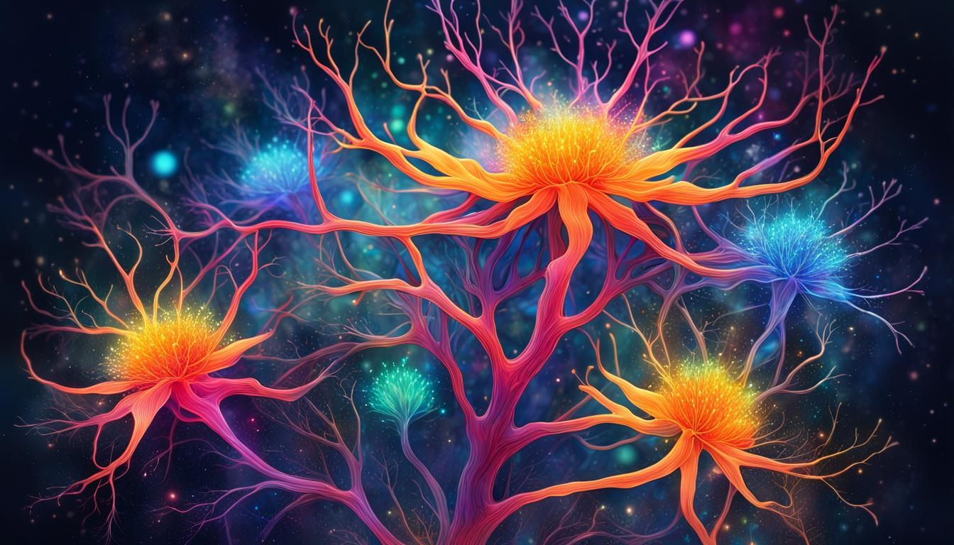 Illuminated Neuron Flowers in Holographic Mixed Media