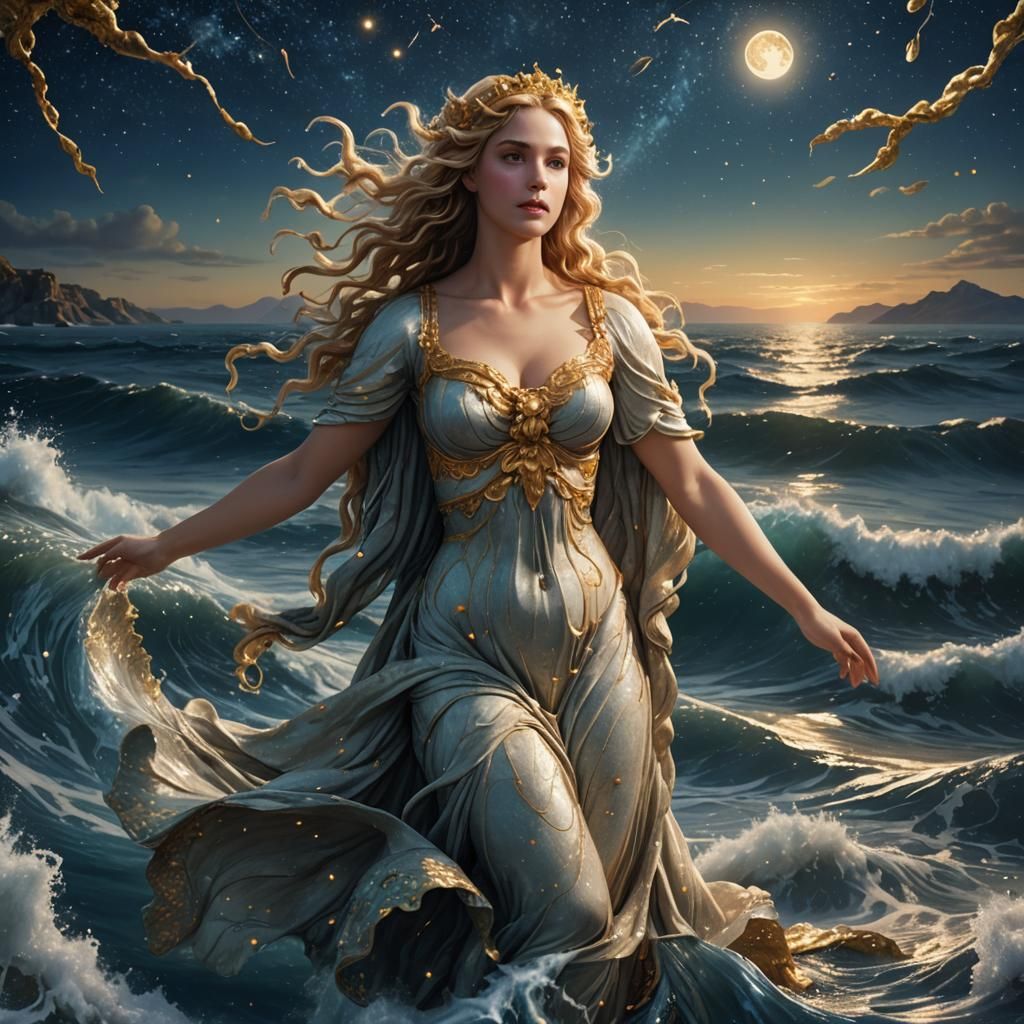 Aphrodite Rising: A Hyperrealistic Digital Painting