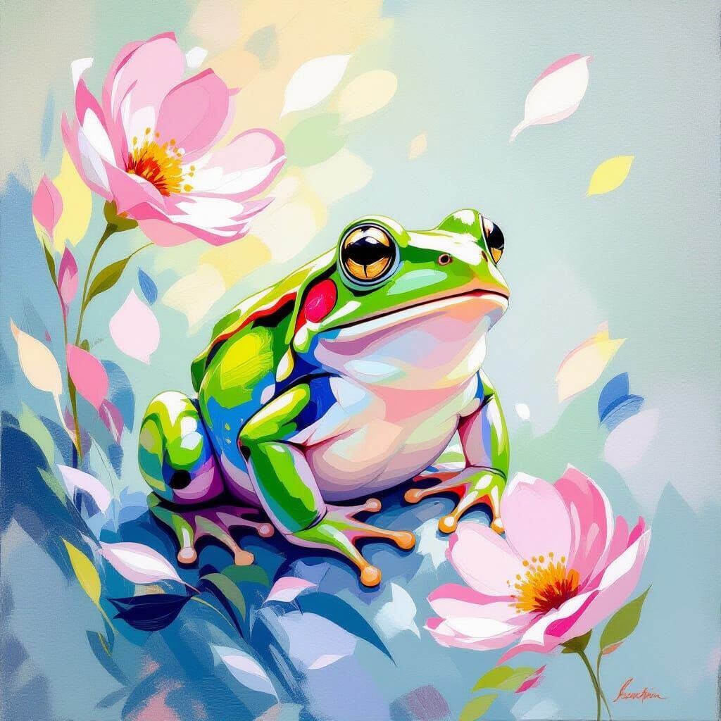 Frog in Space: Impressionist Rococo Digital Art