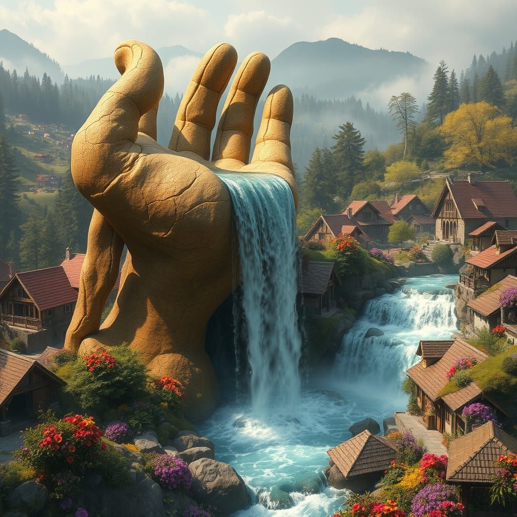 Ethereal Hand of Nature in Vibrant Landscape