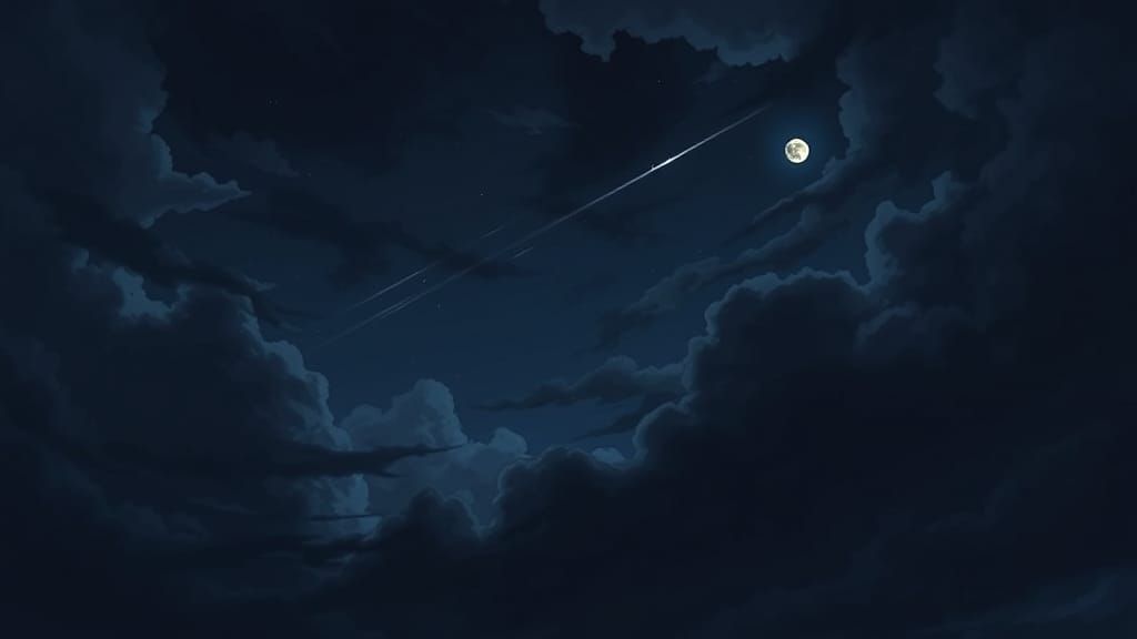 Anime Stormy Sky: Moonlit Dark Cloudscape