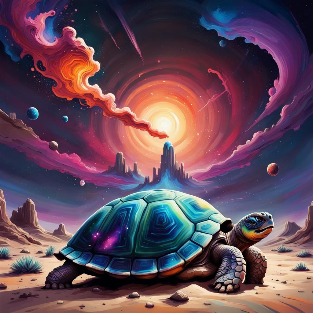 Cosmic Desert Space Turtle Graffiti Art