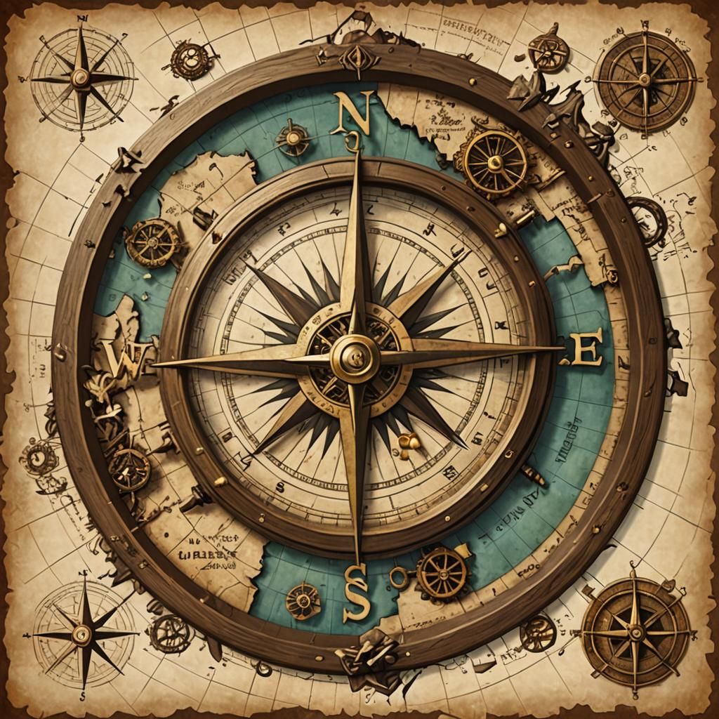 Treasure Island Map Formed by Broken Compass