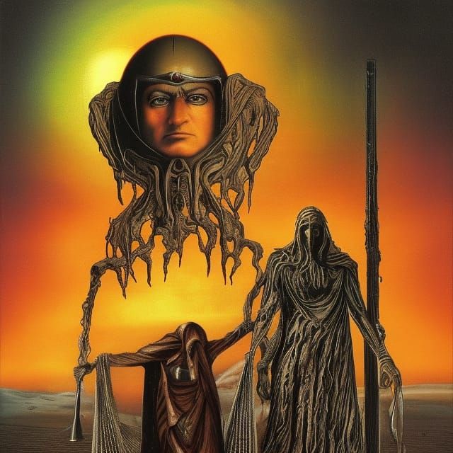 Arrakis Messiah in HR Giger Biomechanical Style