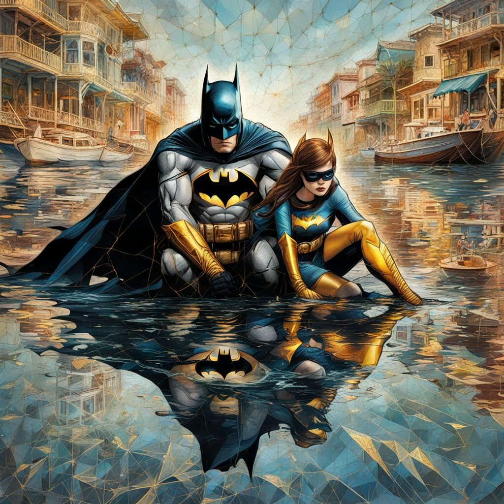 Batman and Batgirl Seaside Vacation: Digital Painting