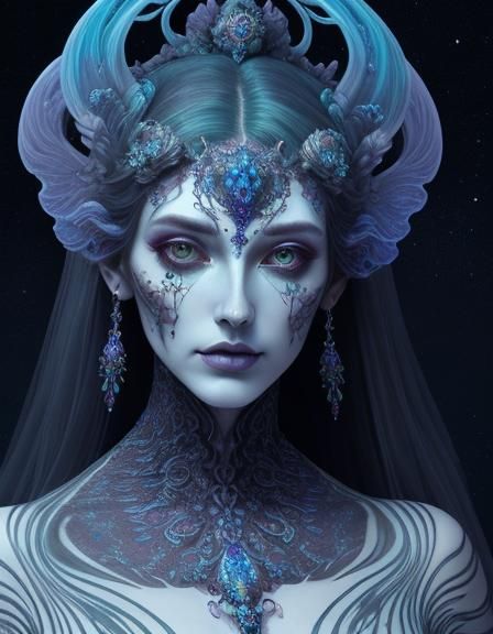 Elegant Bioluminescent Beauty with Fractal Mold