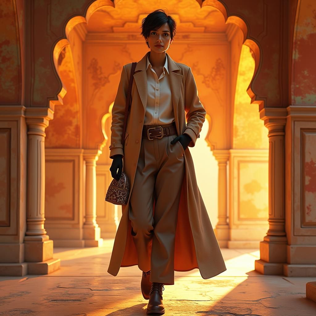 Indian Woman in Autumnal Setting, Digital Matte Painting