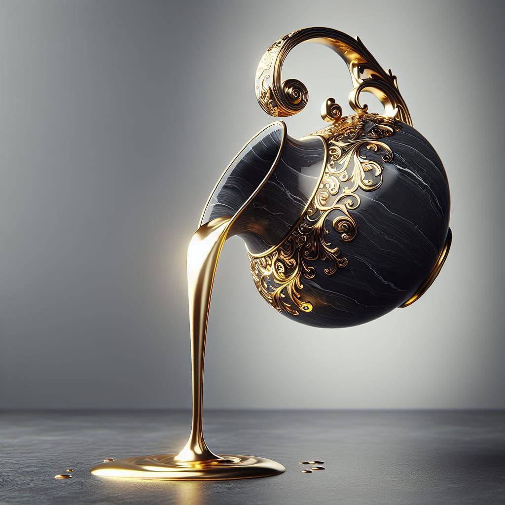 Luxurious Gold Vessel in Mid-Flow