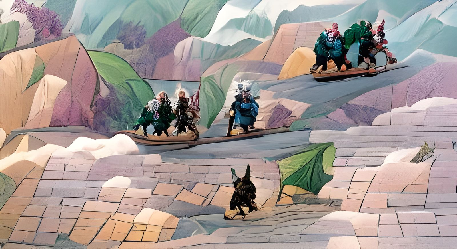 Fantasy Party on the Road in Marvel Comics Style