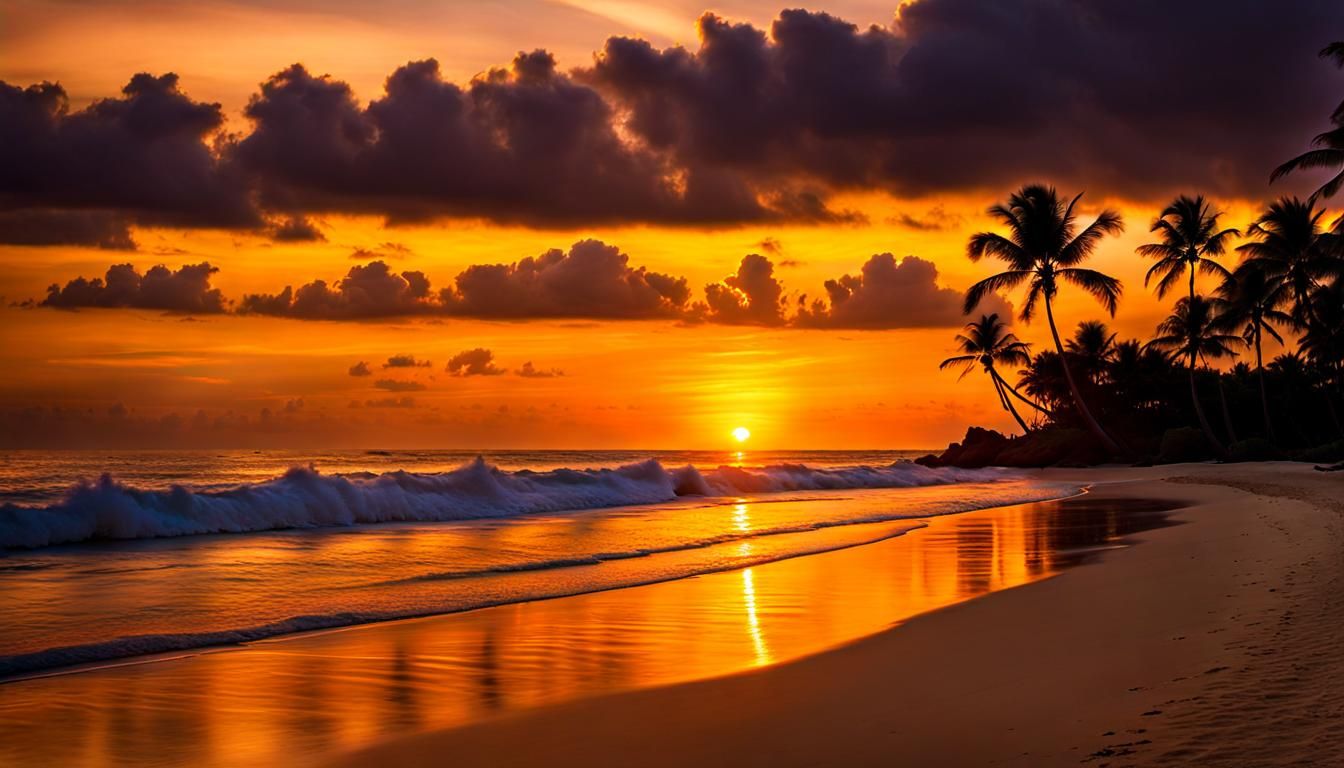 Tropical Sunset Over Ocean Paradise