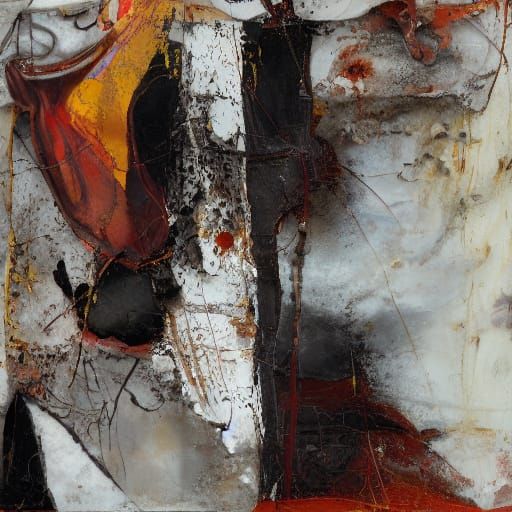 Textured Mixed-Media Abstract Figure Inspired by Schnabel