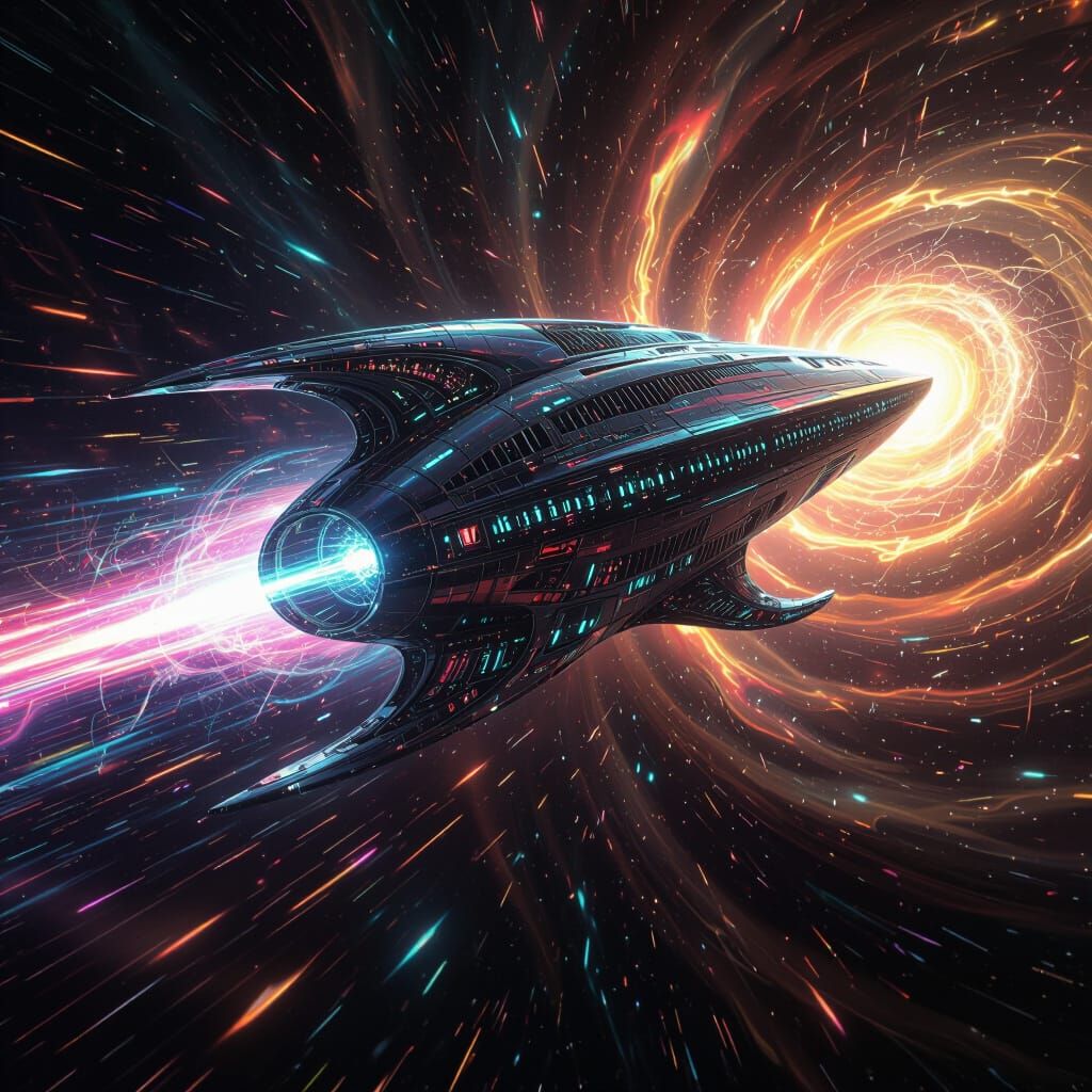 Biomechanical Alien Spaceship Warping Time-Space