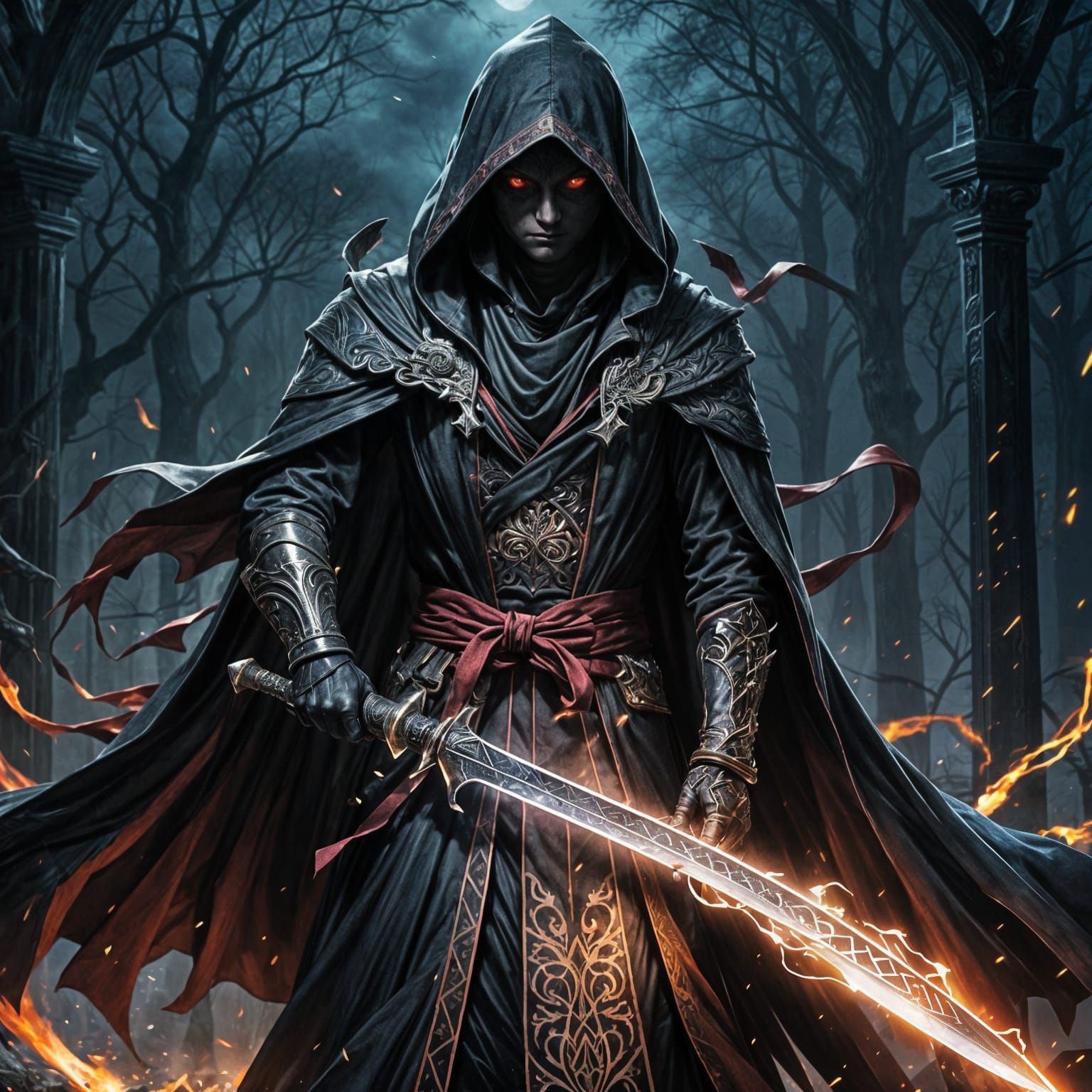 Ethereal Anime Assassin with Malevolent Aura