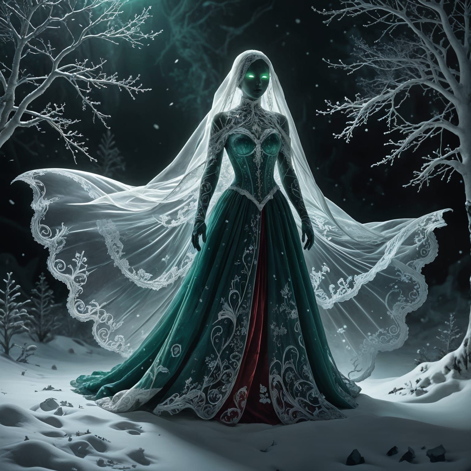 Ghostly Goddess of Christmas Past in Lace
